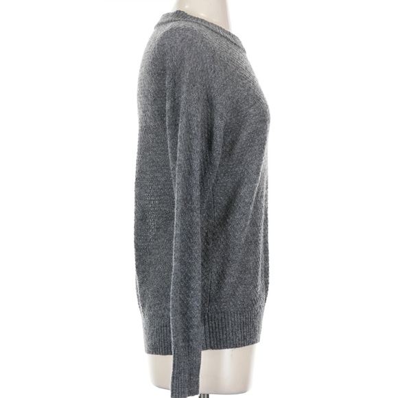 Quince Alpaca Wool Dimond Stitched Lightweight Grey Crew Sweater Size XS - Picture 4 of 7